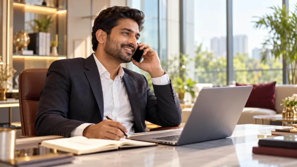 Illustrative property consultant following up with a client