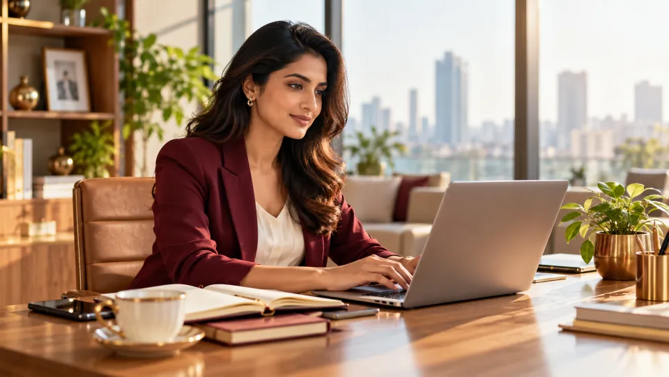 Illustrative entrepreneur working on a focused plan